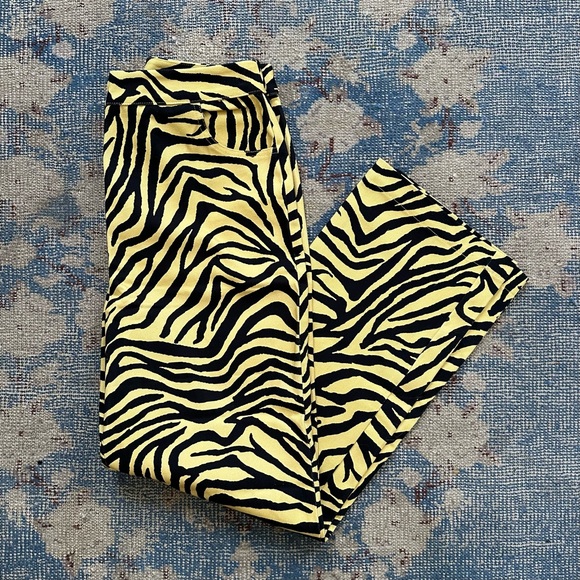 NWT KITRI Janice Yellow Zebra Print Cotton Twill Trousers 6 - Picture 6 of 6